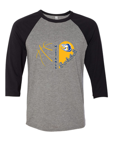 Sahuarita Mustangs Heart Basketball Women's Baseball T-Shirt