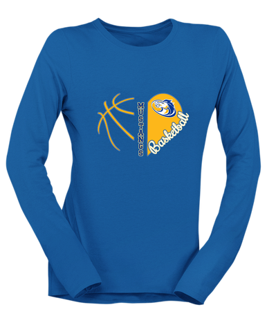 Sahuarita Mustangs Heart Basketball Women's LS T-Shirt
