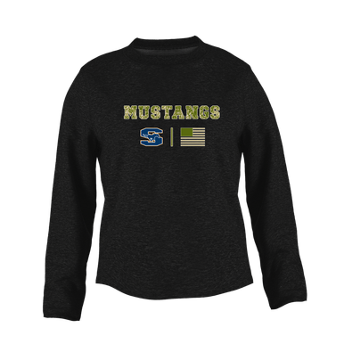Sachse Mustangs Camo Flag Women's Sweatshirt