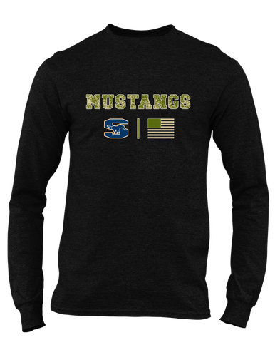 Sachse Mustangs Camo Flag Men's LS T-Shirt
