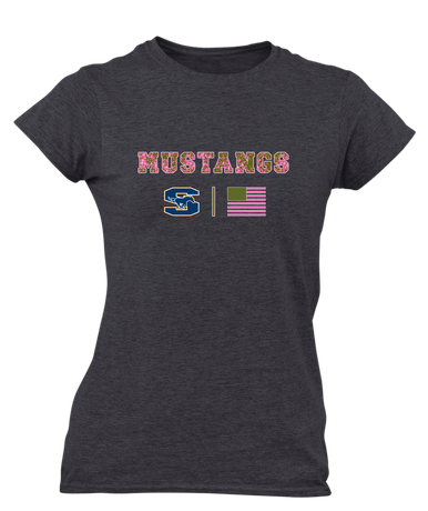 Sachse Mustangs Pink Camo Flag Women's SS T-Shirt