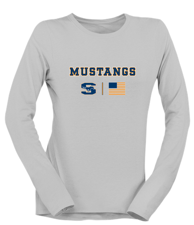 Sachse Mustangs Team Colors Flag Women's LS T-Shirt