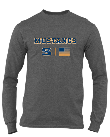 Sachse Mustangs Team Colors Flag Men's LS T-Shirt