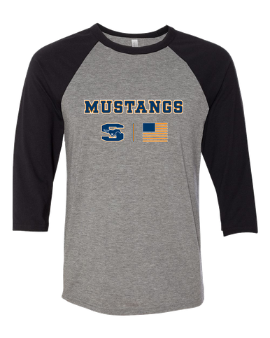 Sachse Mustangs Team Colors Flag Women's Baseball T-Shirt