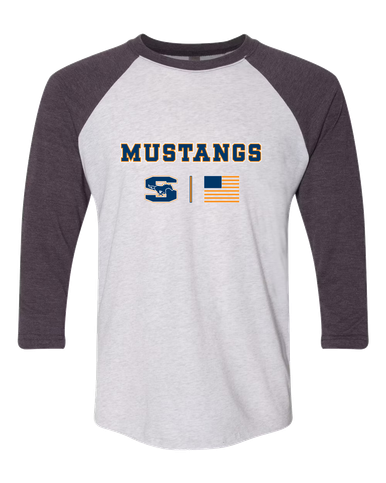 Sachse Mustangs Team Colors Flag Men's Baseball T-Shirt