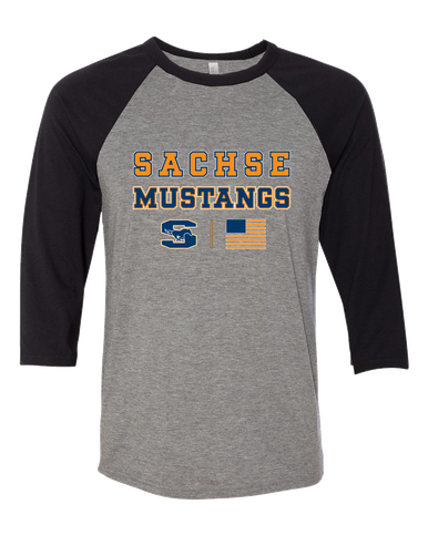 Sachse Mustangs Spirit Flag Men's Baseball T-Shirt