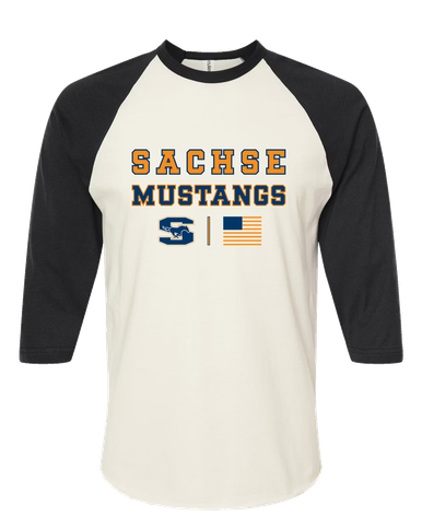 Sachse Mustangs Spirit Flag Women's Baseball T-Shirt