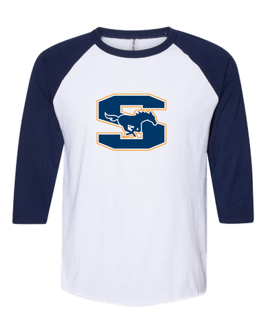 Sachse Mustangs Mascot #1 Women's Baseball T-Shirt