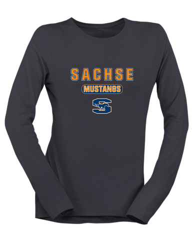 Sachse Mustangs Mascot #3 Women's LS T-Shirt