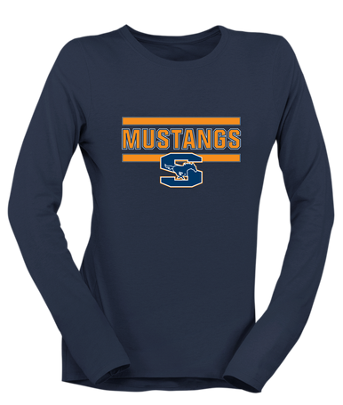 Sachse Mustangs Mascot #5 Women's LS T-Shirt