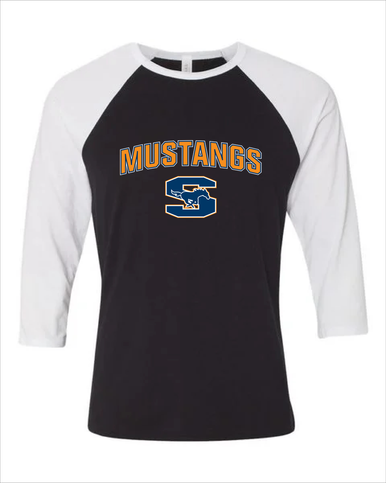 Sachse Mustangs Mascot #6 Women's Baseball T-Shirt