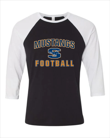 Sachse Mustangs Football #1 Women's Baseball T-Shirt