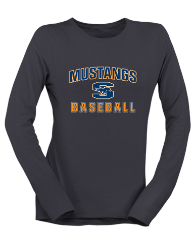 Sachse Mustangs Baseball #1 Women's LS T-Shirt