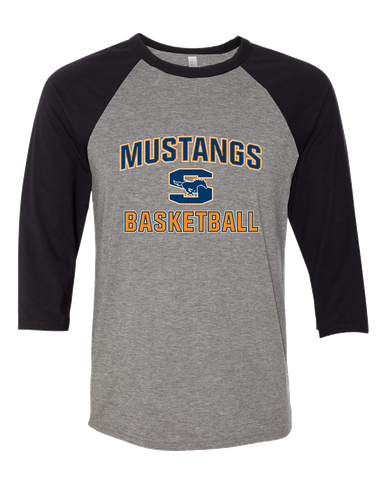 Sachse Mustangs Basketball #1 Men's Baseball T-Shirt