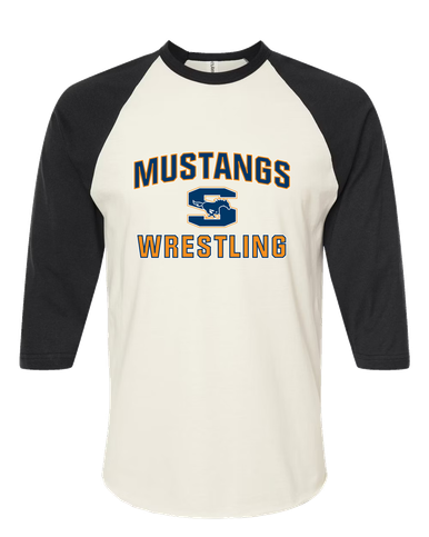 Sachse Mustangs Wrestling Men's Baseball T-Shirt