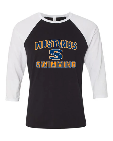 Sachse Mustangs Swimming Women's Baseball T-Shirt