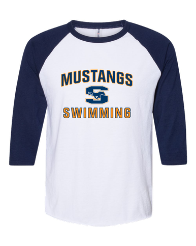 Sachse Mustangs Swimming Men's Baseball T-Shirt