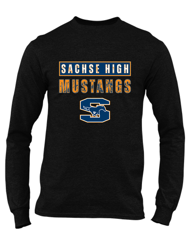 Sachse Mustangs Mascot #9 Men's LS T-Shirt