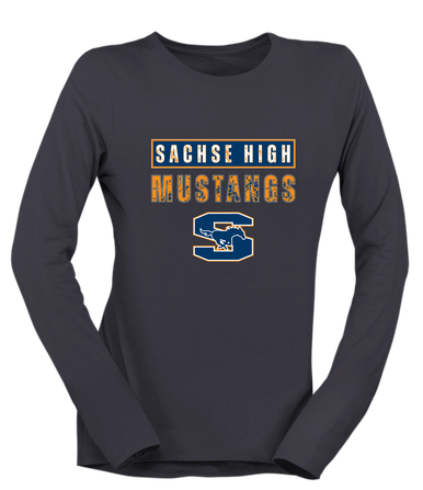 Sachse Mustangs Mascot #9 Women's Premium LS T-Shirt