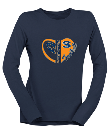 Sachse Mustangs Heart Football Women's Premium LS T-Shirt