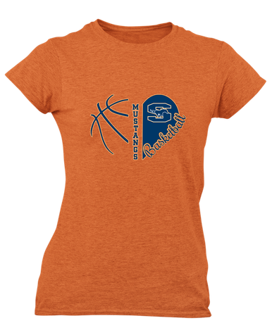 Sachse Mustangs Heart Basketball Women's Premium SS T-Shirt