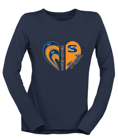 Sachse Mustangs Heart Track Women's LS T-Shirt