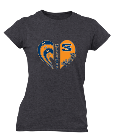 Sachse Mustangs Heart Track Women's Premium SS T-Shirt