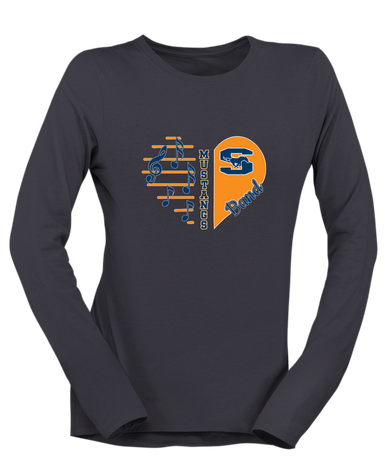 Sachse Mustangs Heart Band Women's LS T-Shirt