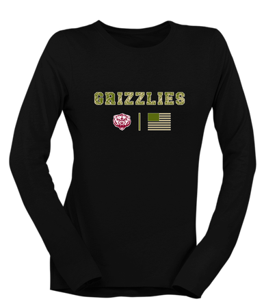 Granite Hills Grizzlies Camo Flag Women's LS T-Shirt