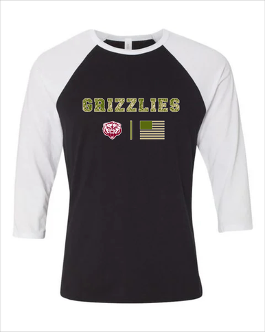 Granite Hills Grizzlies Camo Flag Men's Baseball T-Shirt