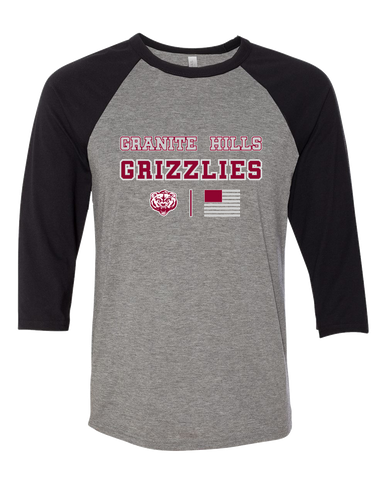 Granite Hills Grizzlies Spirit Flag Men's Baseball T-Shirt