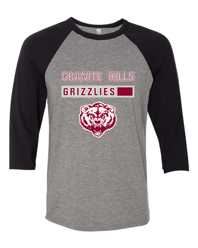 Granite Hills Grizzlies Mascot #7 Women's Baseball T-Shirt