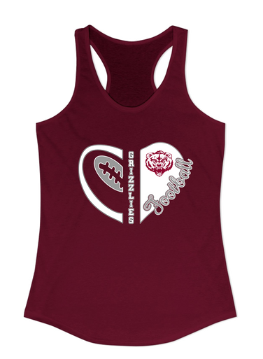 Granite Hills Grizzlies Heart Football Women's Tank Top