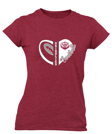 Granite Hills Grizzlies Heart Football Women's SS T-Shirt