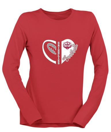Granite Hills Grizzlies Heart Football Women's LS T-Shirt