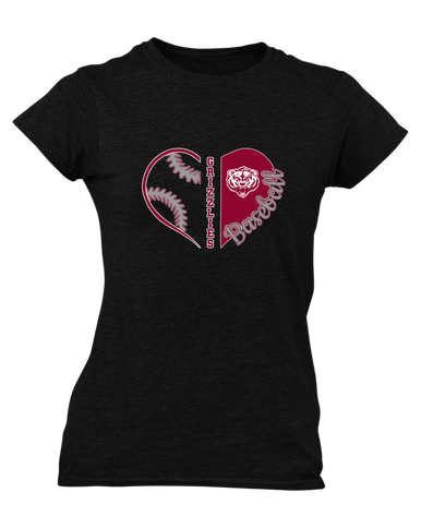 Granite Hills Grizzlies Heart Baseball Women's SS T-Shirt