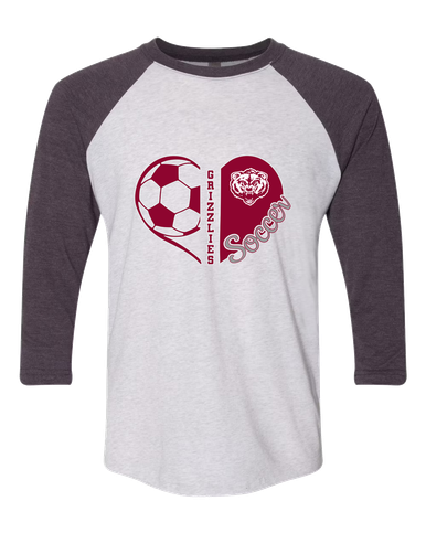 Granite Hills Grizzlies Heart Soccer Women's Baseball T-Shirt