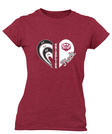 Granite Hills Grizzlies Heart Track Women's SS T-Shirt