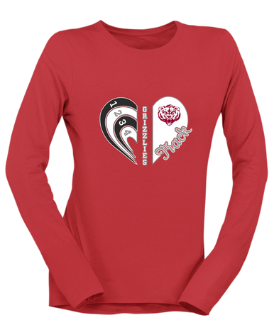 Granite Hills Grizzlies Heart Track Women's LS T-Shirt