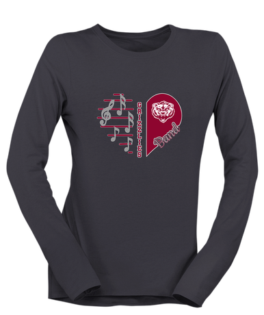 Granite Hills Grizzlies Heart Band Women's LS T-Shirt