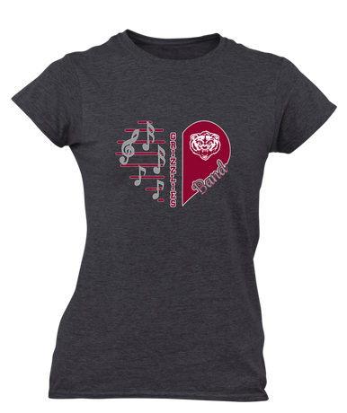 Granite Hills Grizzlies Heart Band Women's SS T-Shirt
