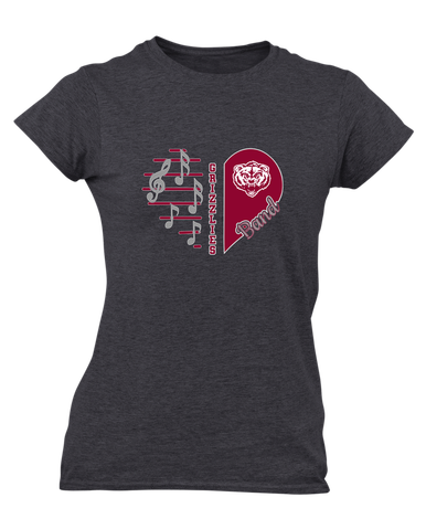 Granite Hills Grizzlies Heart Band Women's Premium SS T-Shirt