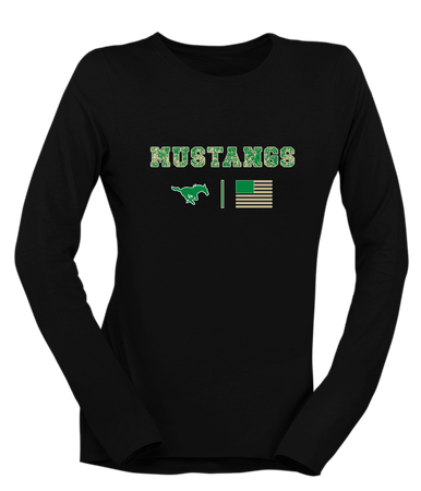 Myers Park Mustangs Camo Flag Women's LS T-Shirt