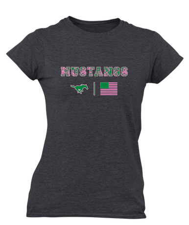 Myers Park Mustangs Pink Camo Flag Women's SS T-Shirt