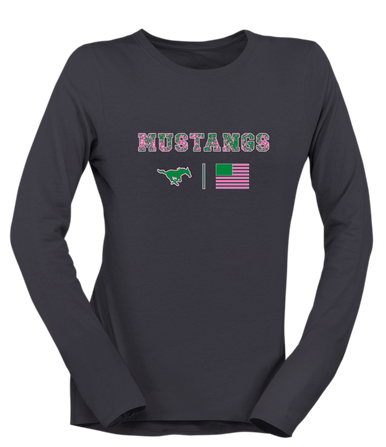 Myers Park Mustangs Pink Camo Flag Women's Premium LS T-Shirt