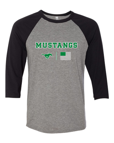Myers Park Mustangs Team Colors Flag Women's Baseball T-Shirt