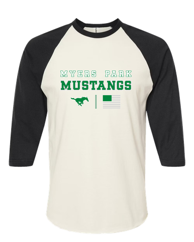 Myers Park Mustangs Spirit Flag Women's Baseball T-Shirt