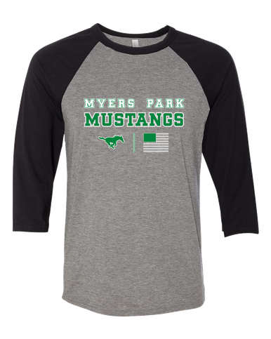 Myers Park Mustangs Spirit Flag Men's Baseball T-Shirt