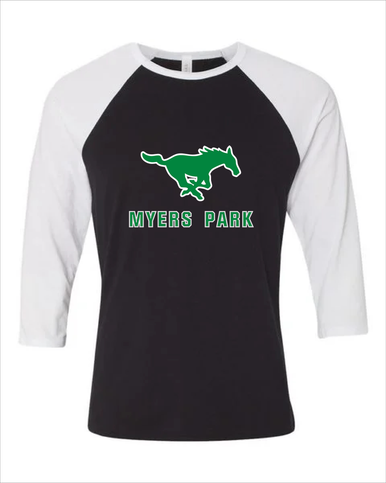 Myers Park Mustangs Mascot #2 Women's Baseball T-Shirt