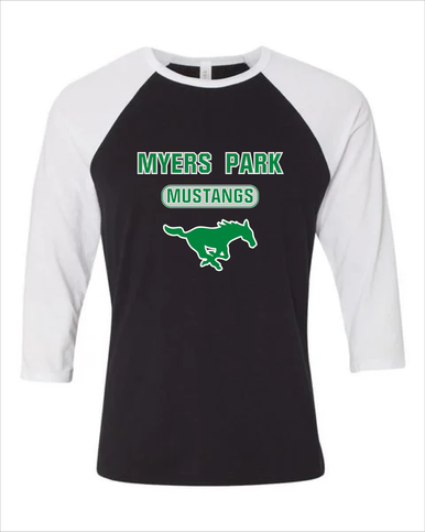 Myers Park Mustangs Mascot #3 Men's Baseball T-Shirt